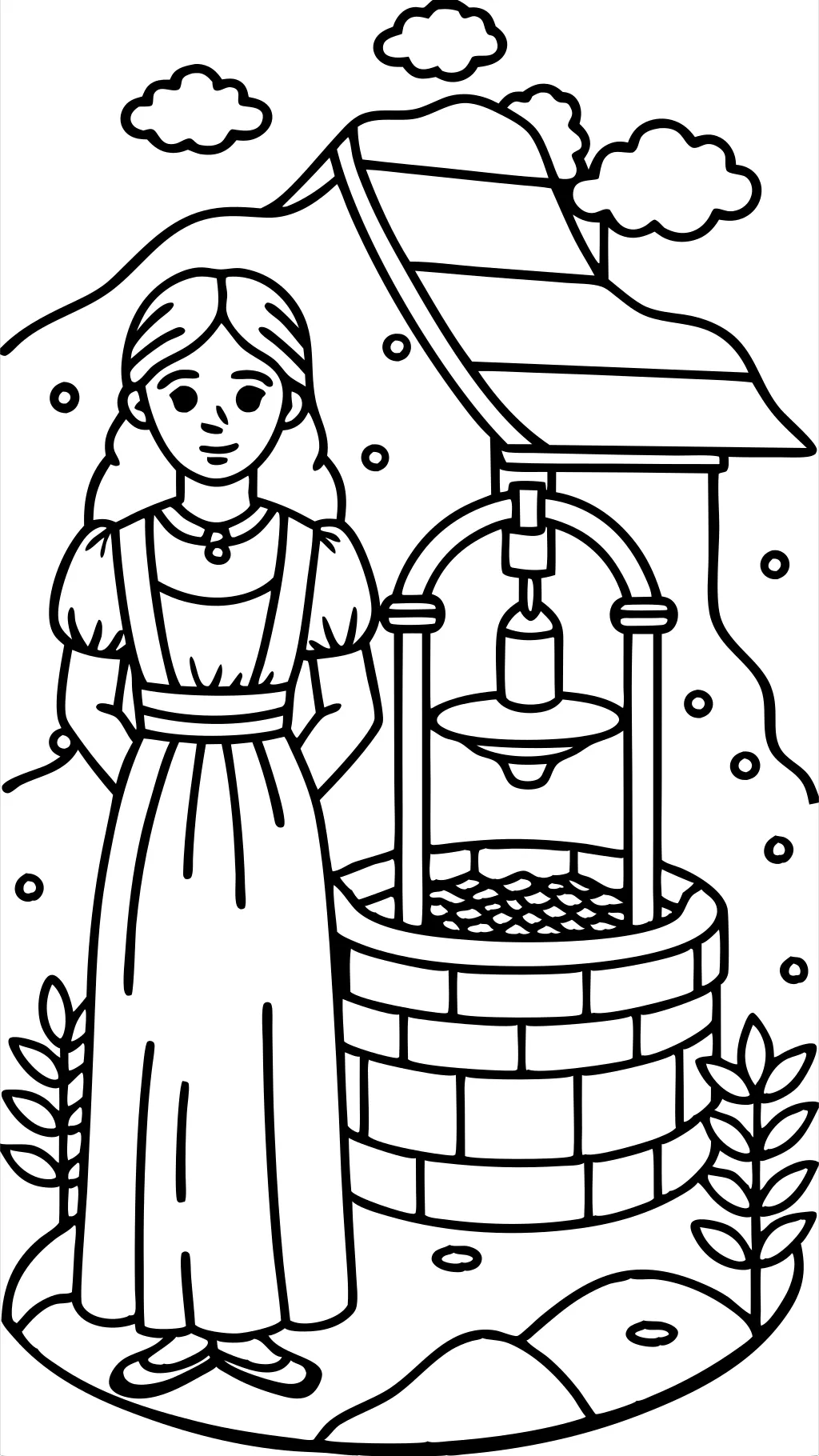 coloring page woman at the well